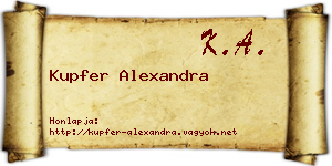 Kupfer Alexandra névjegykártya